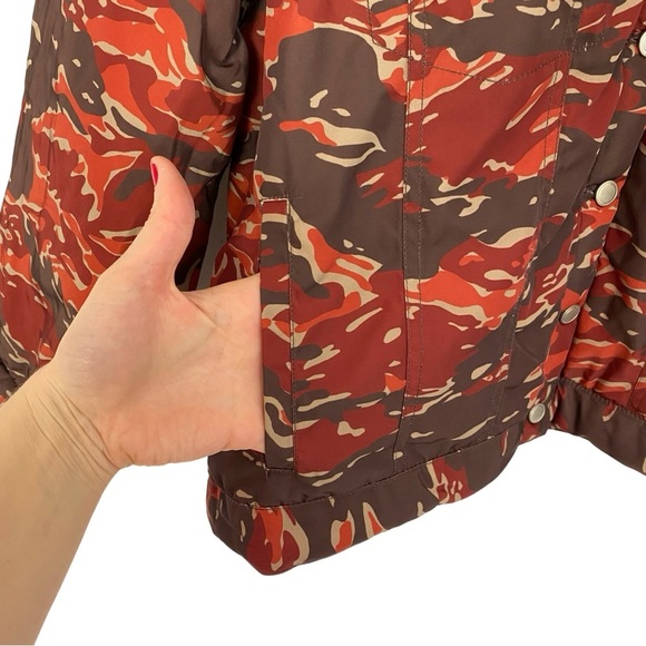 Good American Trucker Puffer Jacket Desert Camo Womens XL Red Tan Camouflage - Picture 5 of 12